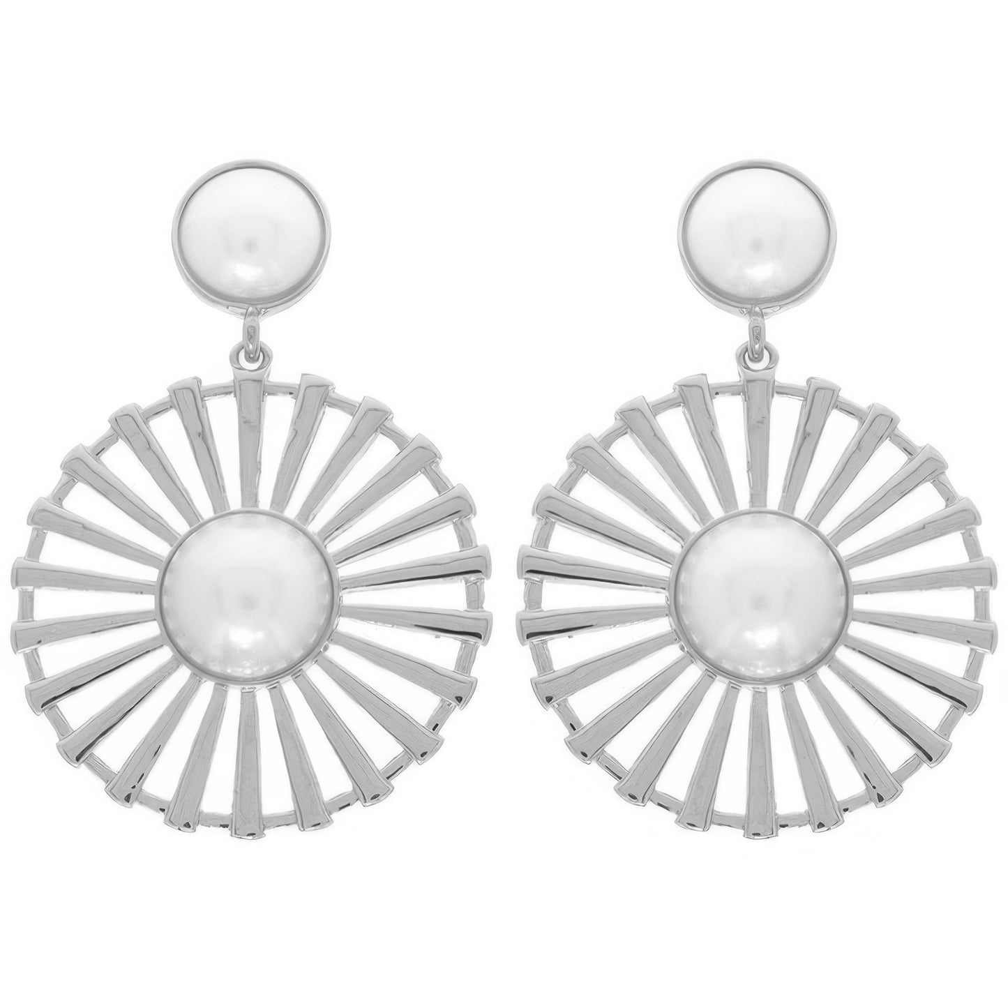 Radial Pattern Floral Pearl Earrings