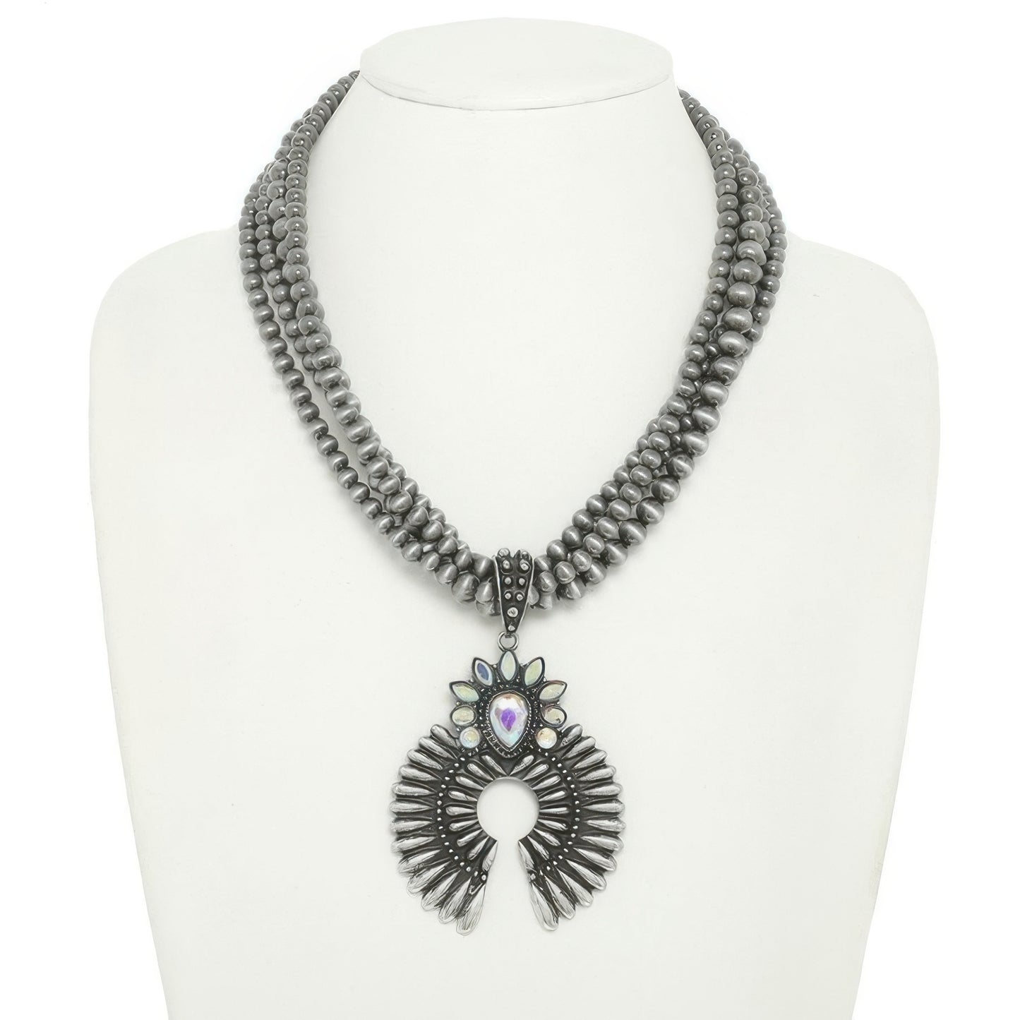 Western Multi Layer Squash Blossom Necklace