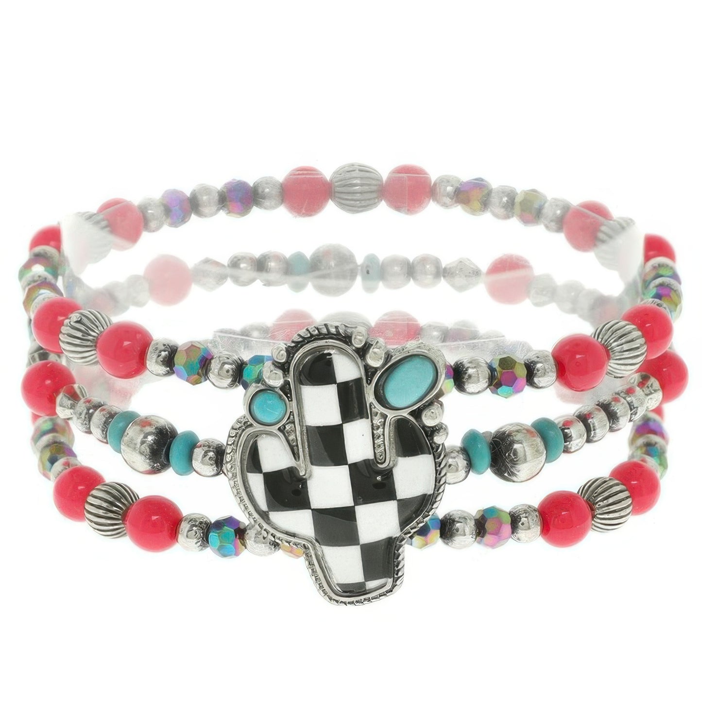 Western Cactus Beaded Stretch Bracelet