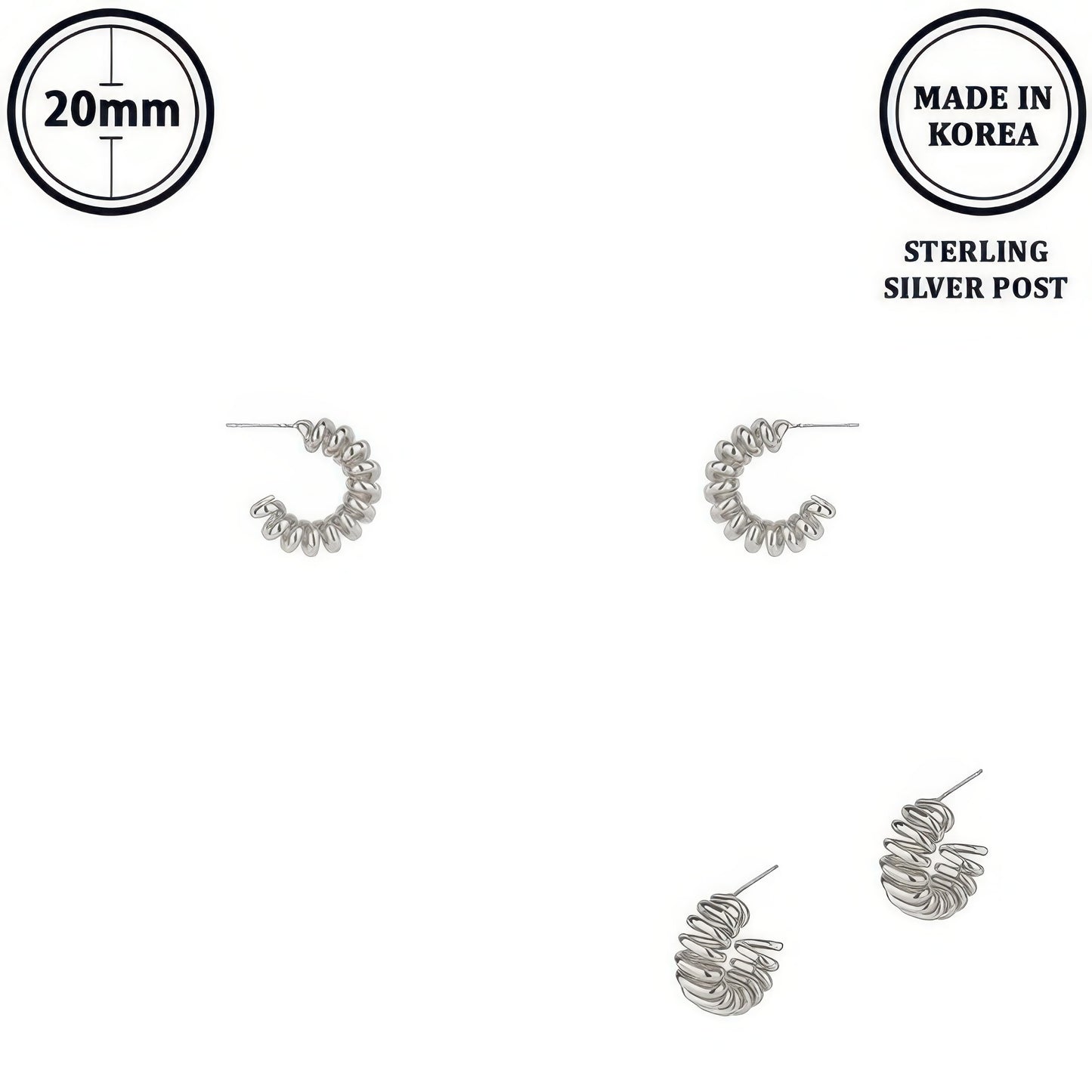 Flash-plated Ribbed Huggie Hoop Earrings