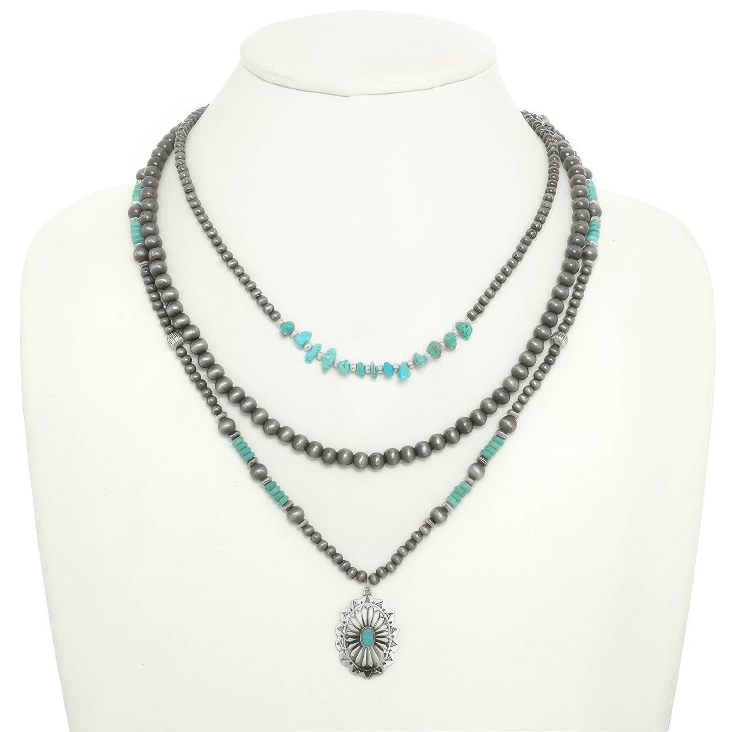 Western Floral Pendant Necklace Set
