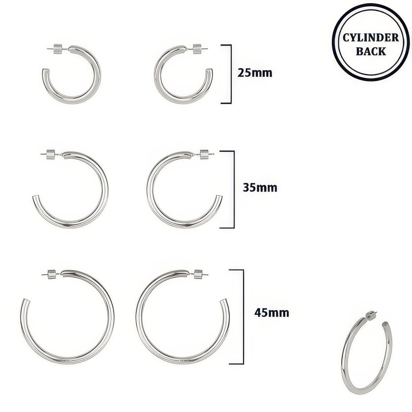 3 Pair Hoop Earring Set