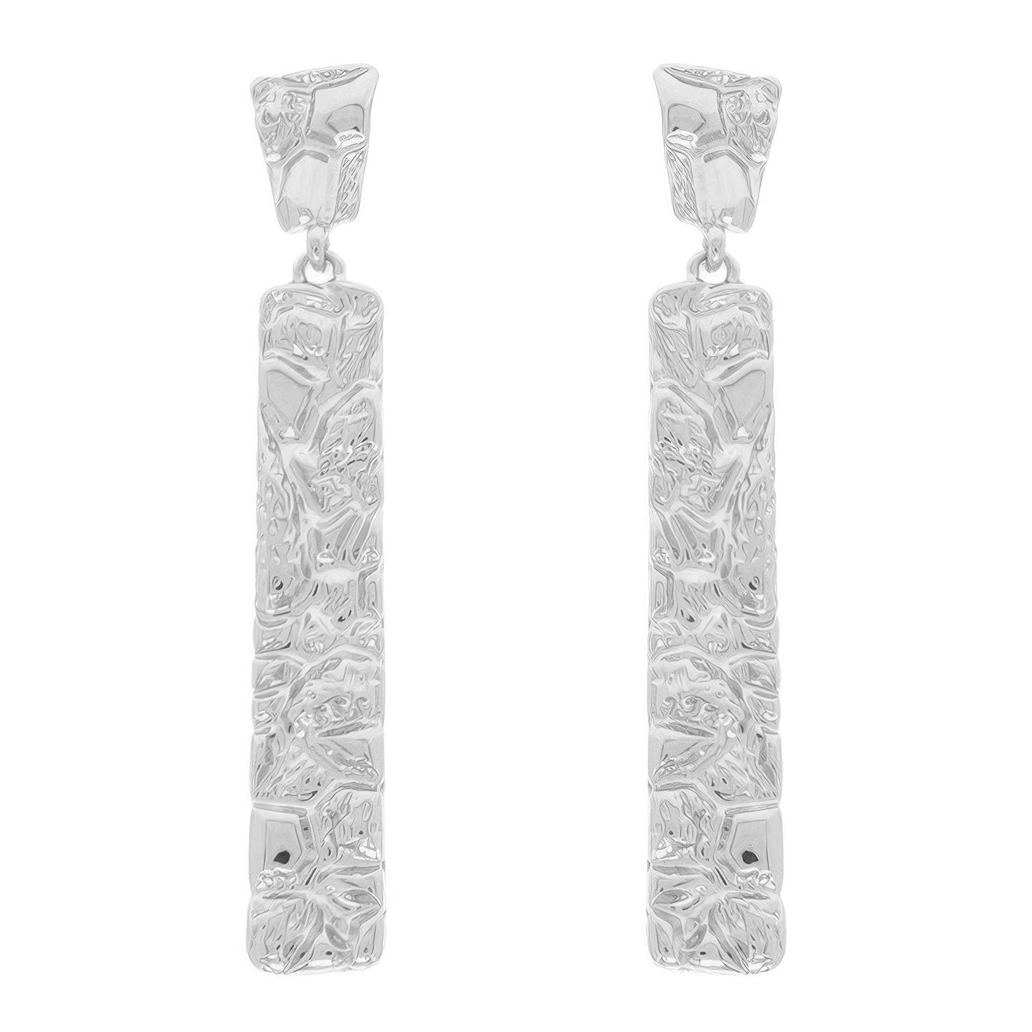 Rough Finish Vertical Bar Post Earrings