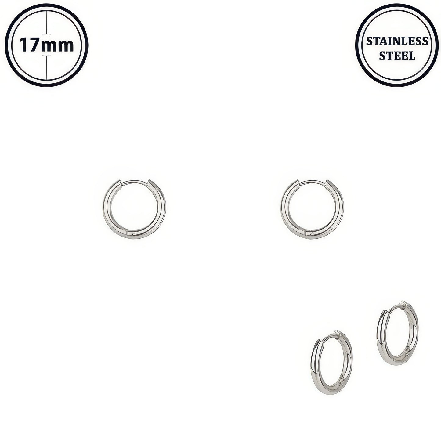 Stainless Steel Huggie Hoop Earrings