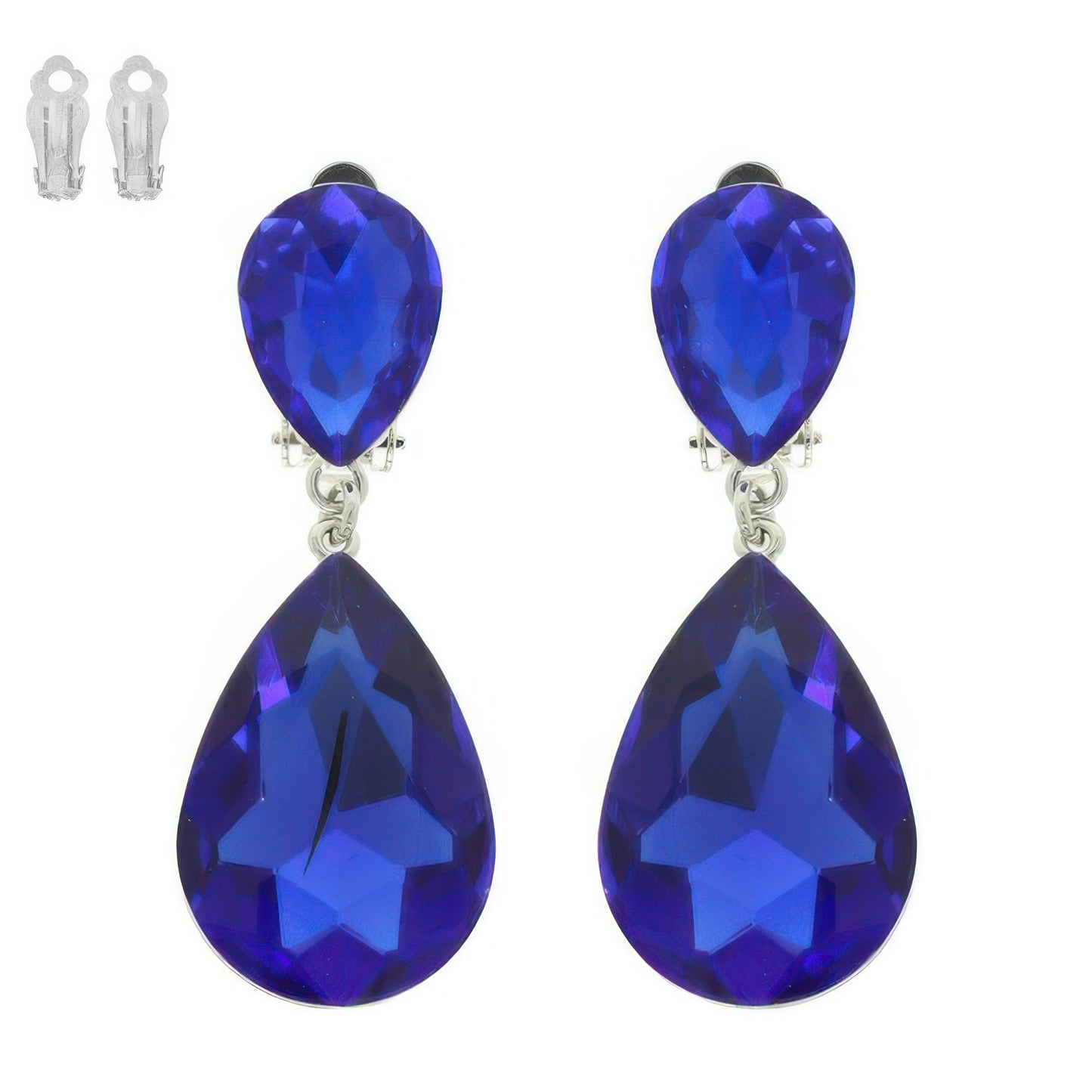 Teardrop-cut Crystal Clip On Earrings