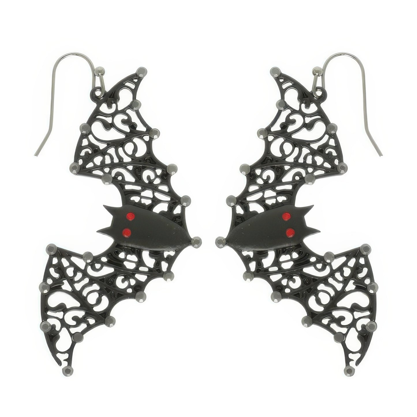 Halloween Black Epoxy Bat Earrings