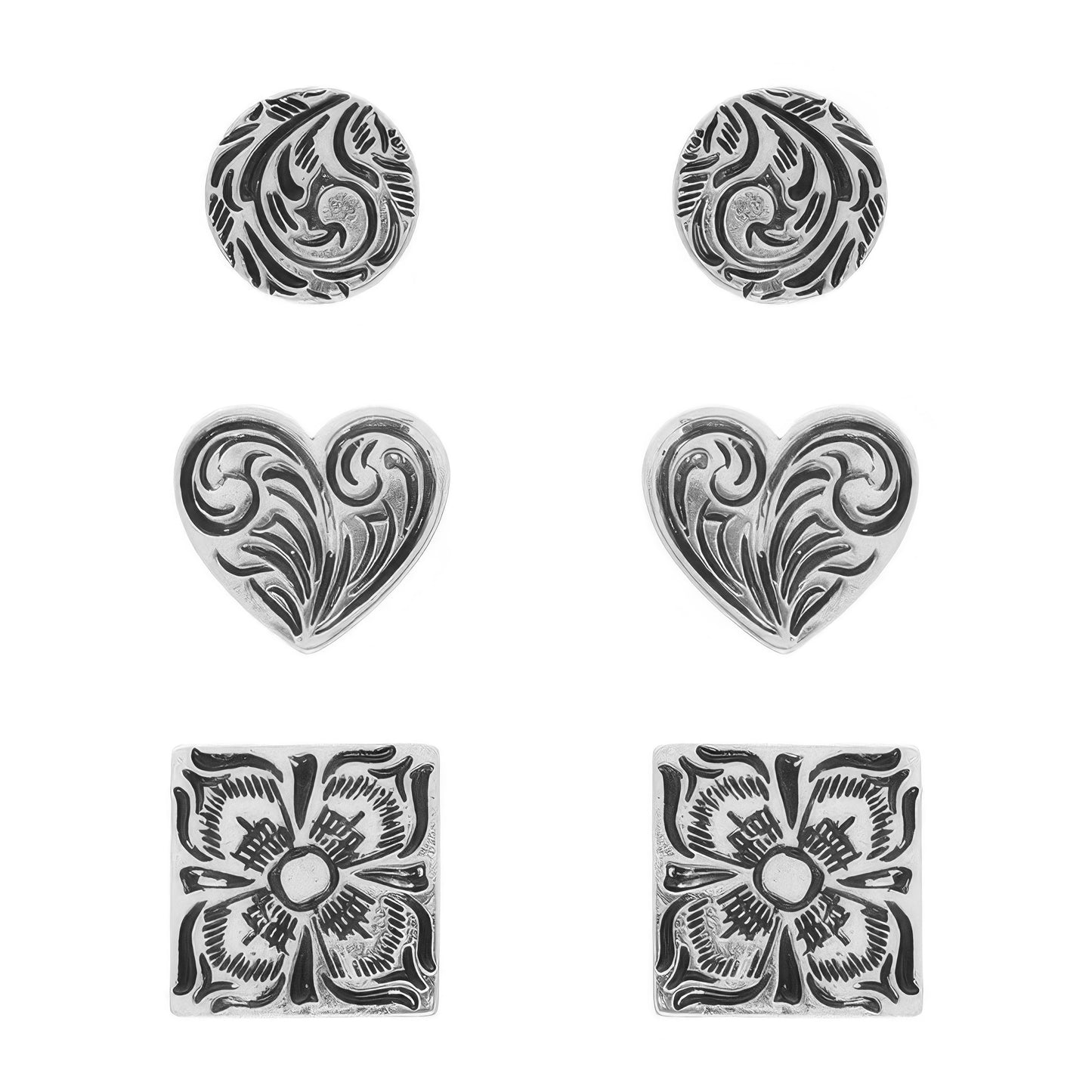 Western Filigree Etched Assorted Earring Set