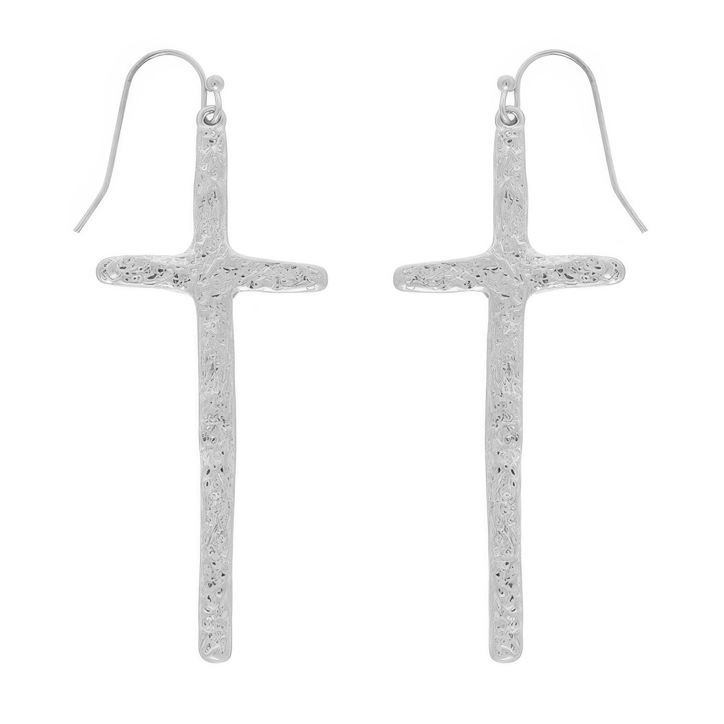 Textured Finish Cross Earrings