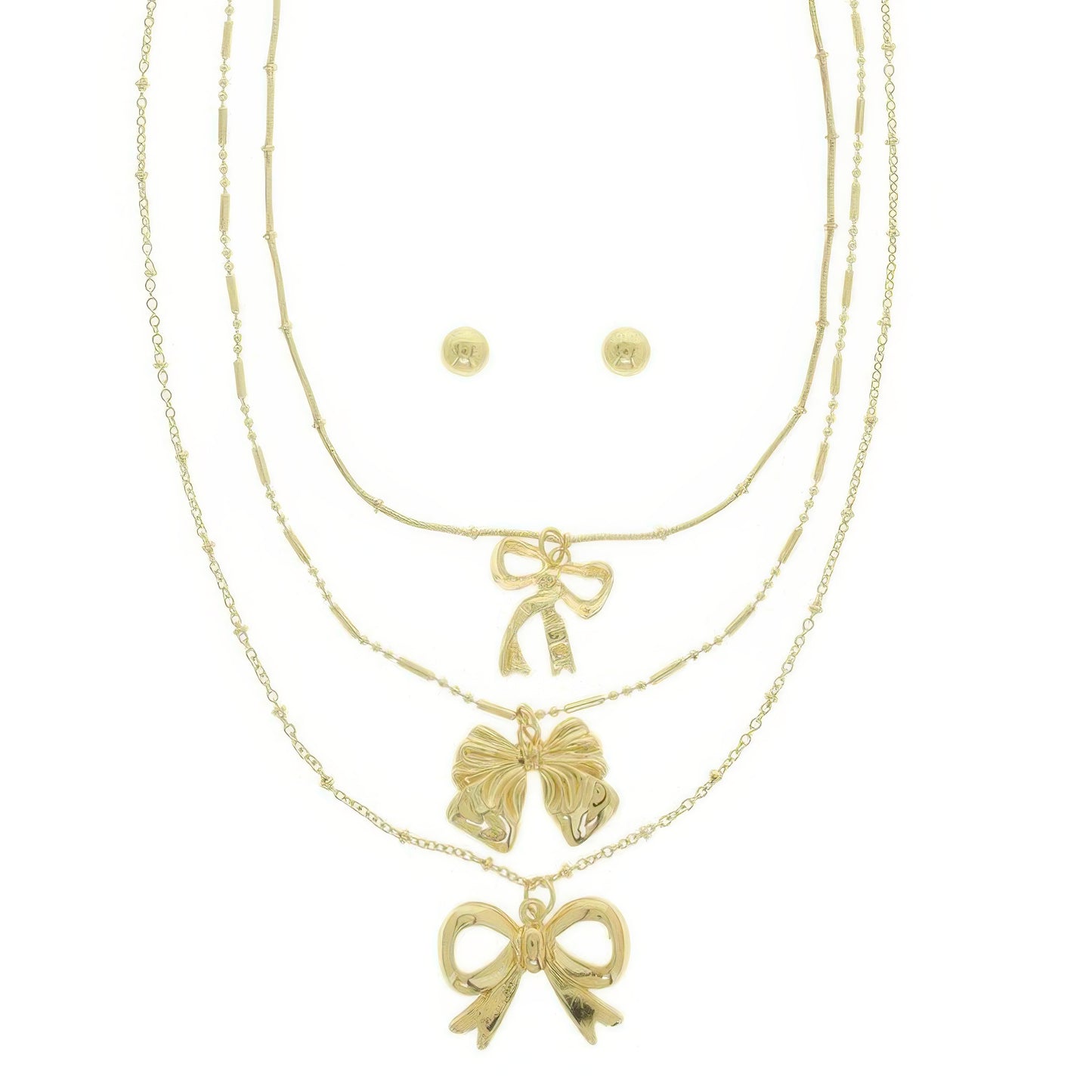 Multi-strand Bow Themed Chain Necklace Set
