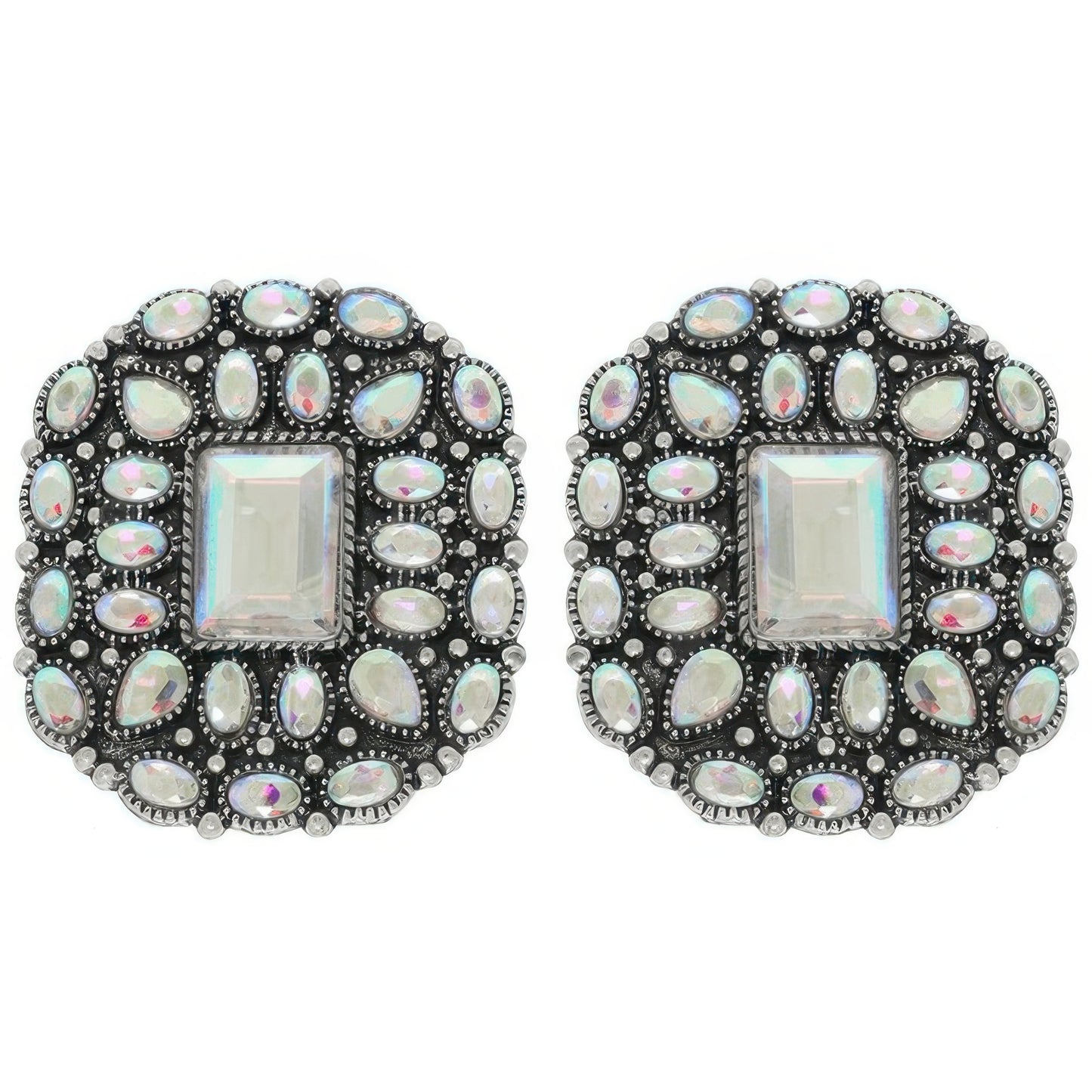 Western Jeweled Concho Post Earrings