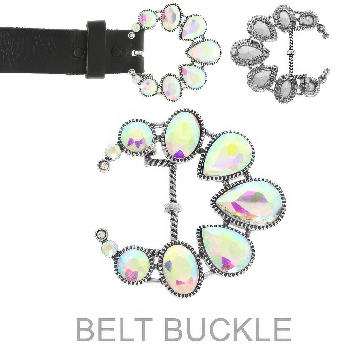 Western Jeweled Squash Blossom Belt Buckle