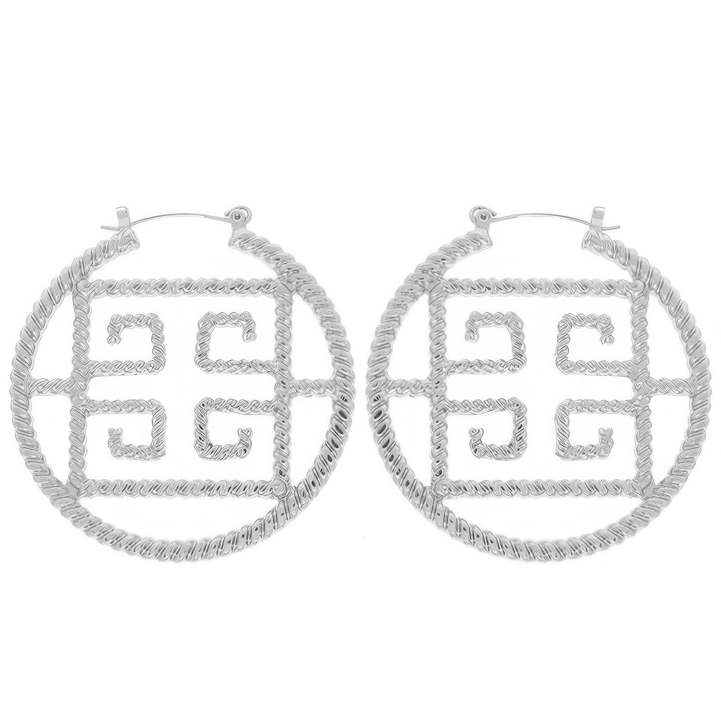 Fashionista Greek Key Hoop Earrings