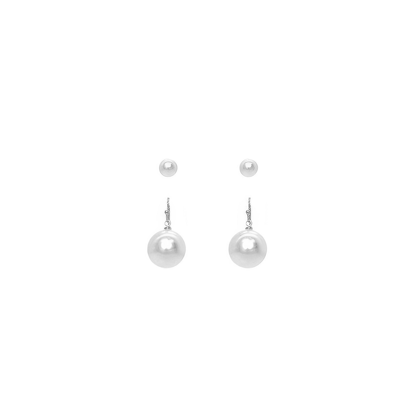 2-pair Assorted White Pearl Earring Set