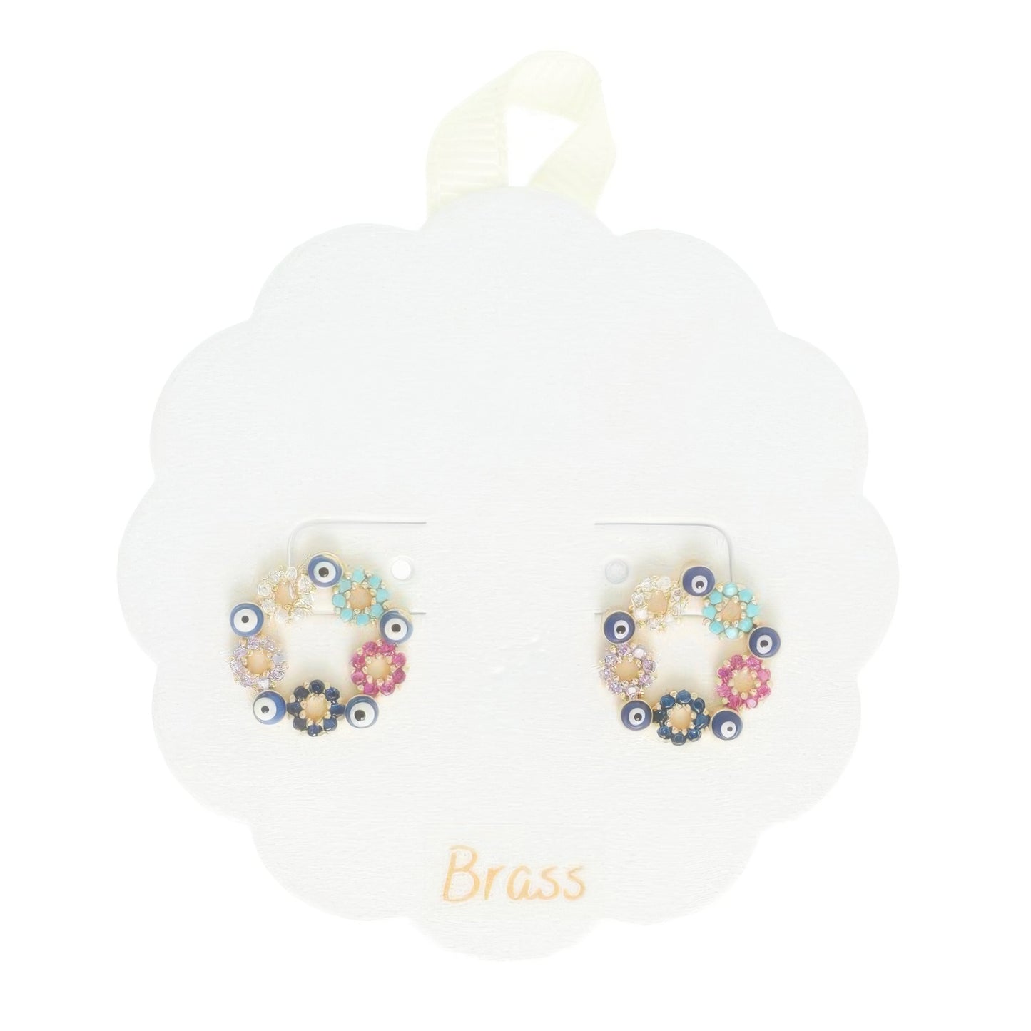 Floral Evil Eye Crystal Stud Earrings
