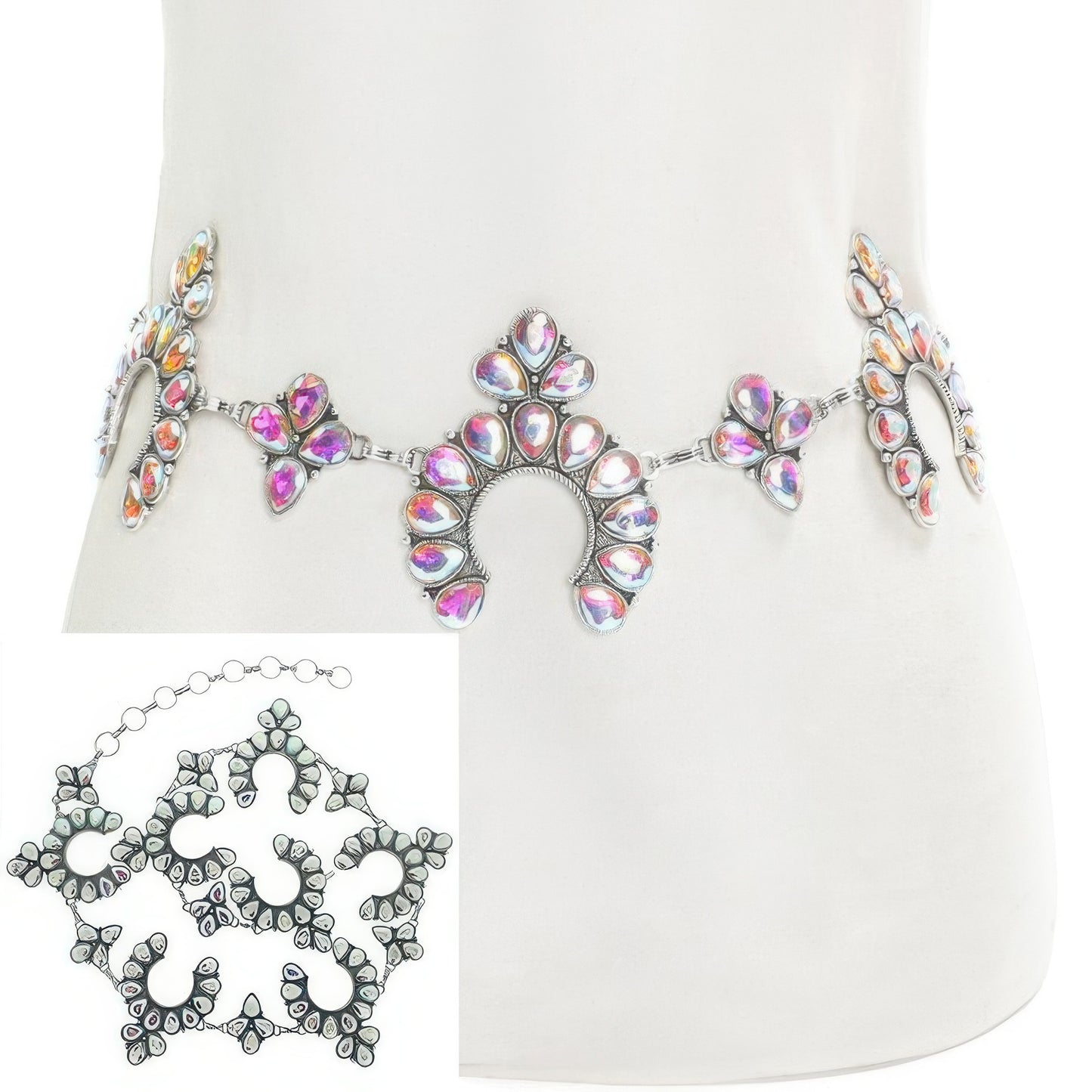 Western Squash Blossom Chain Link Belt