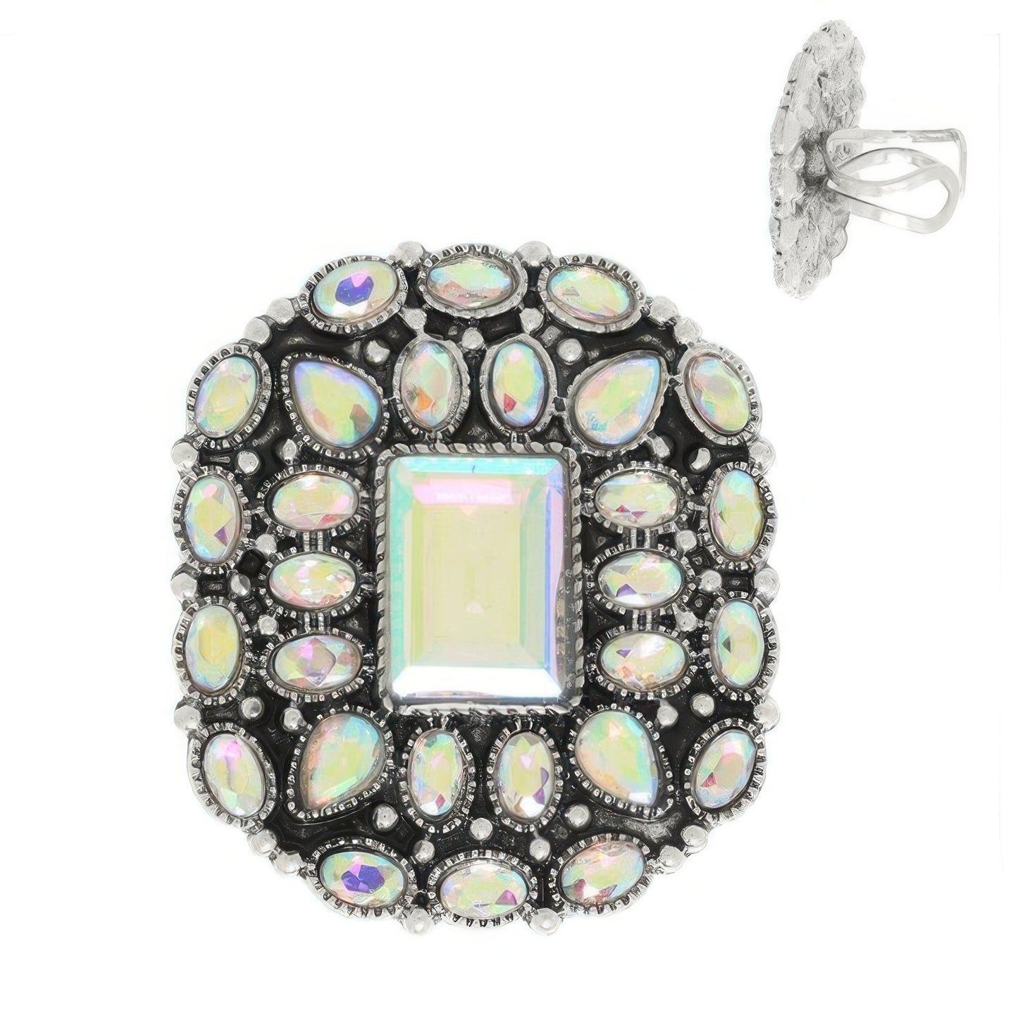 Western Floral Jeweled Cuff Ring