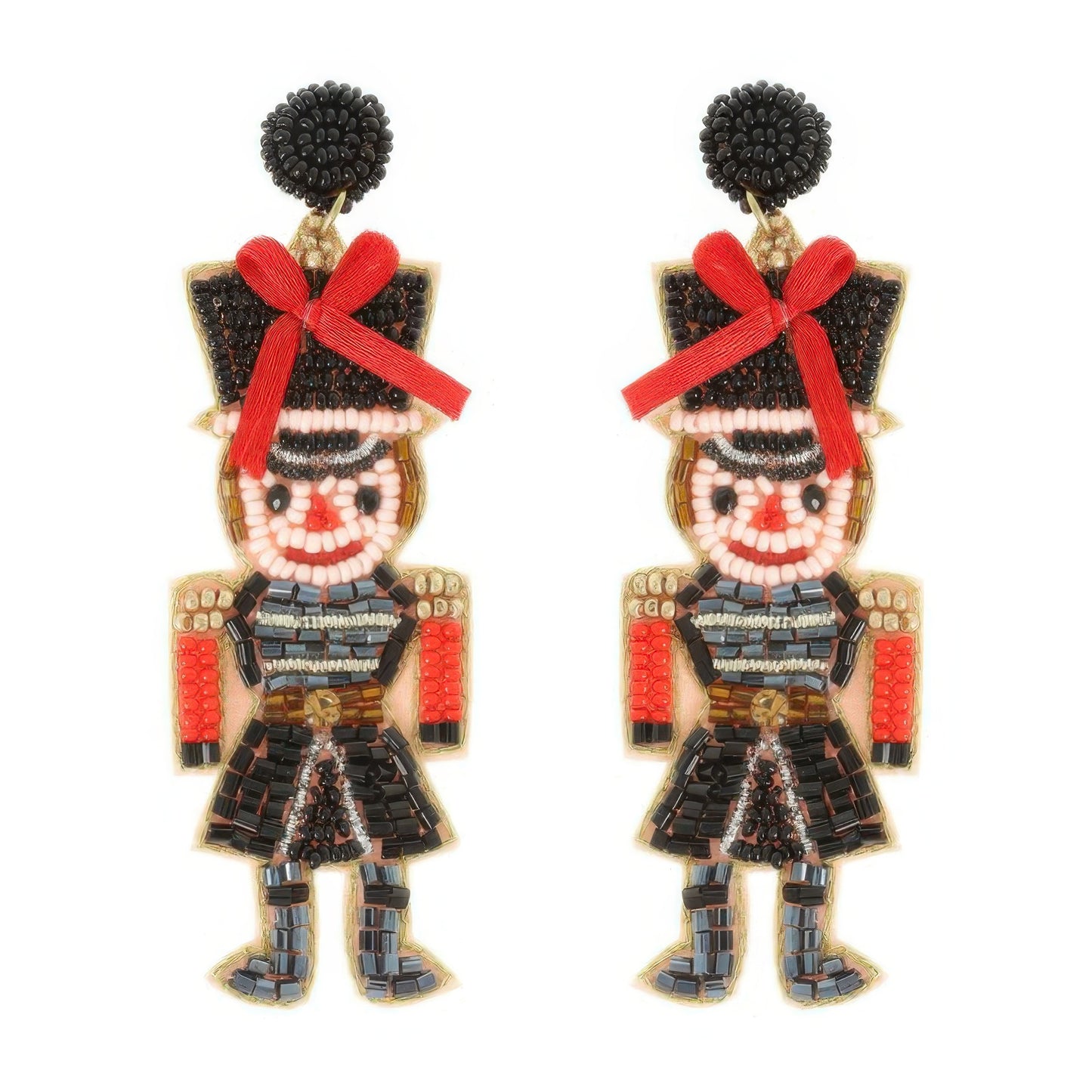 Christmas Nutcracker Seed Beaded Earrings
