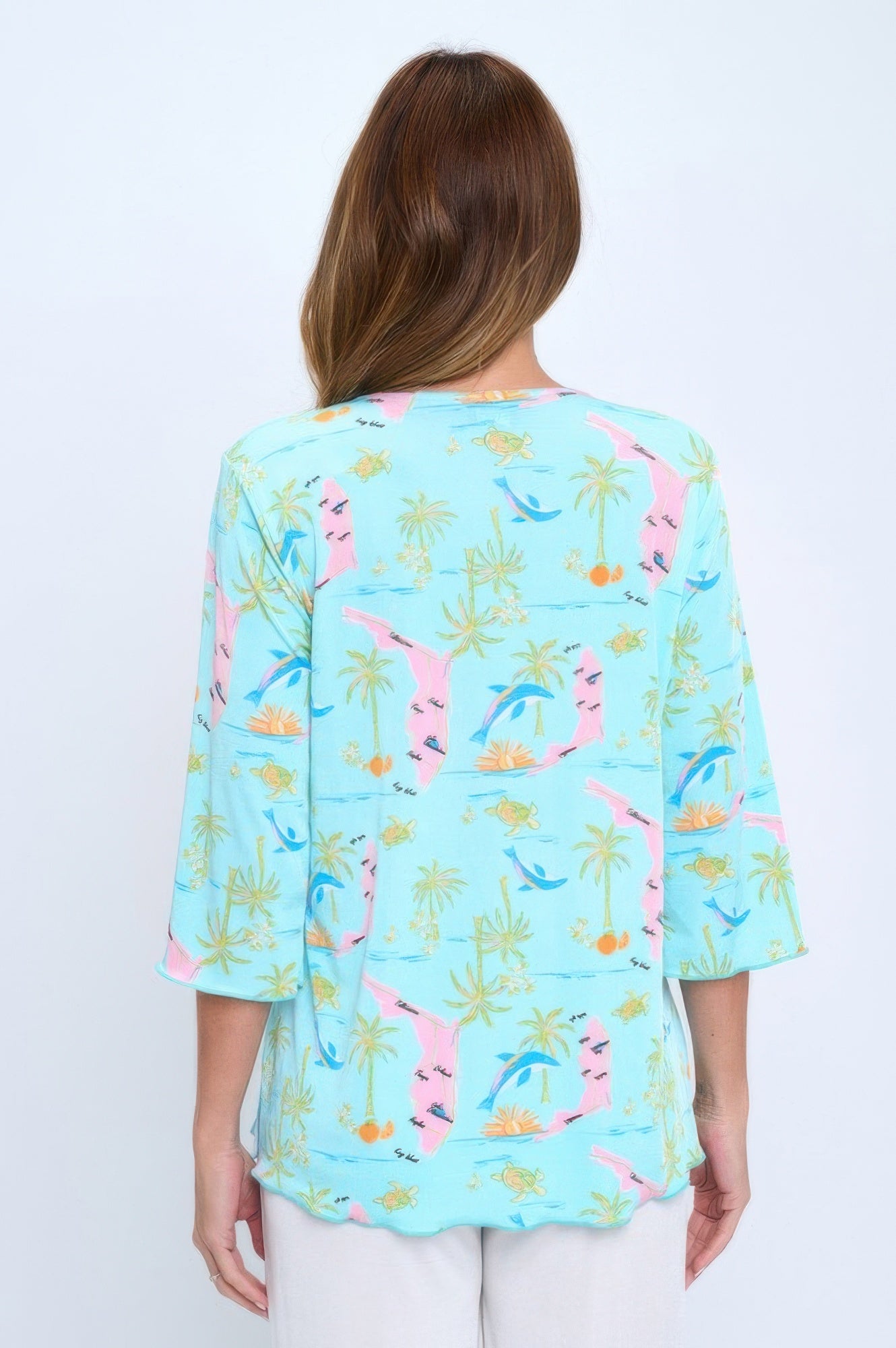 Quarter Sleeve Soft Round Neck Merrow Top