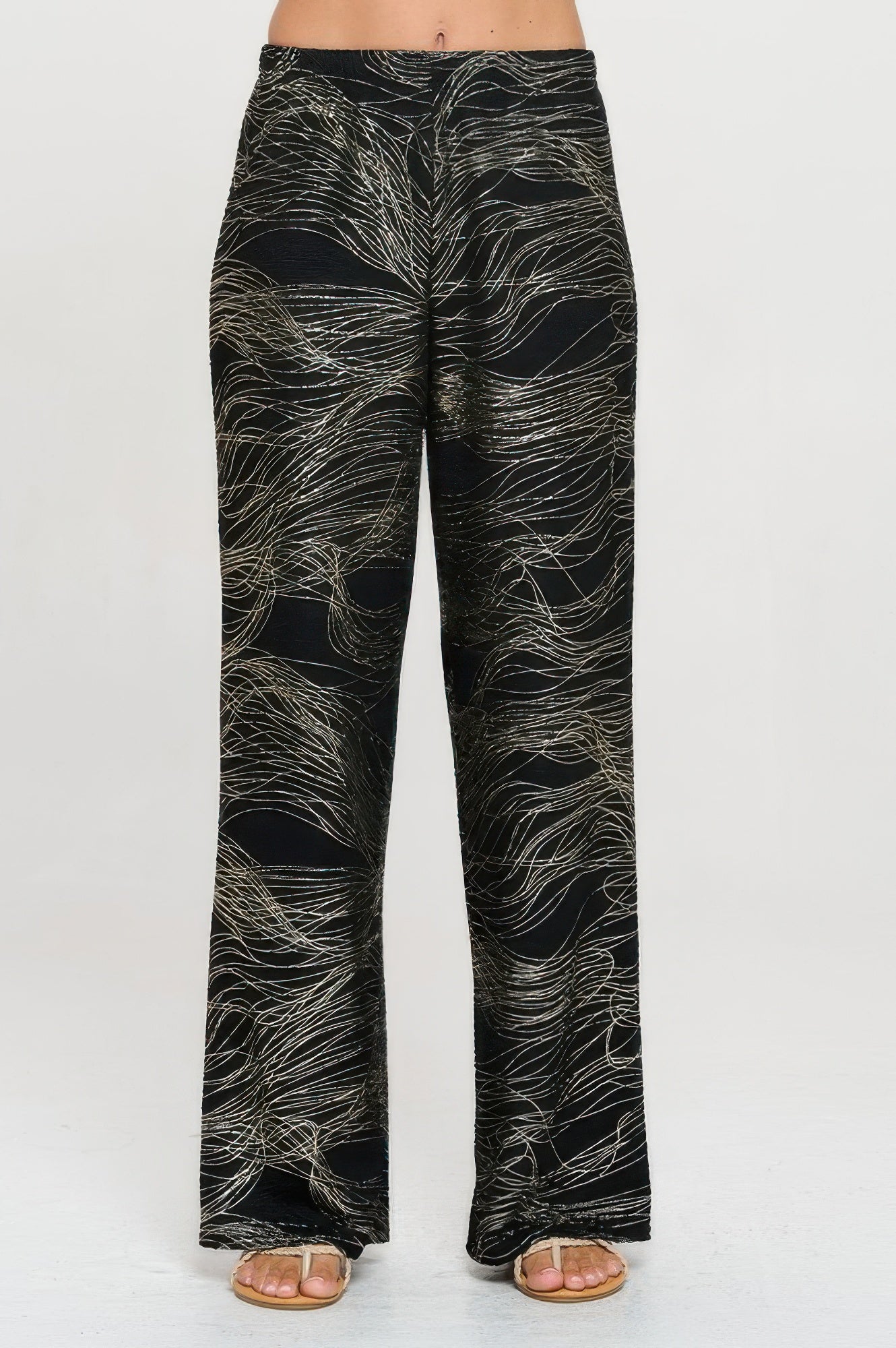 Fukuro Jacquard Wide Leg Pants W/foil