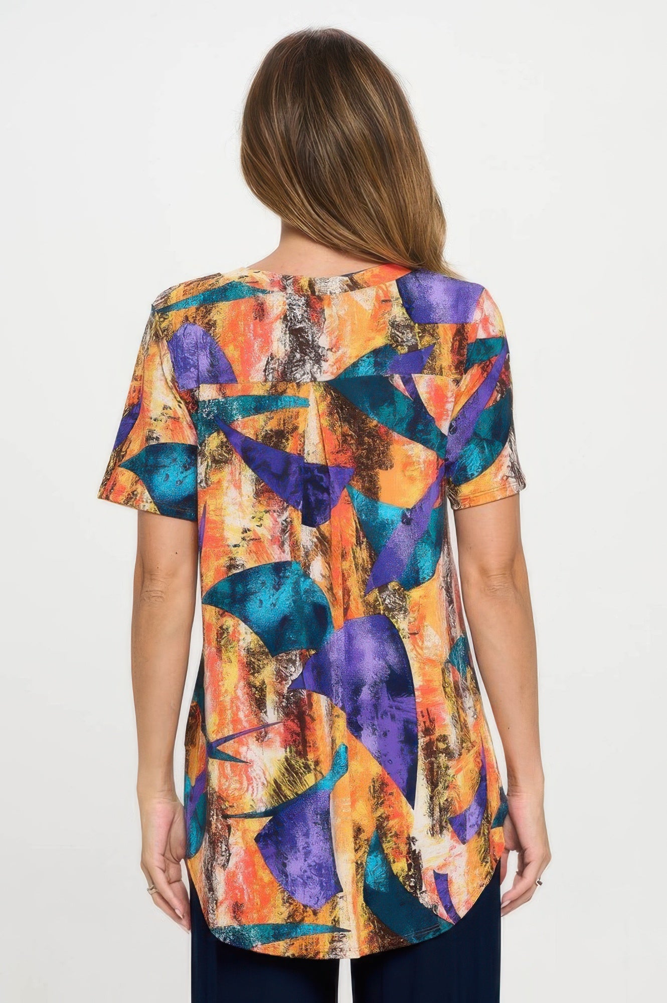 Short Sleeve V-neck Notch Top