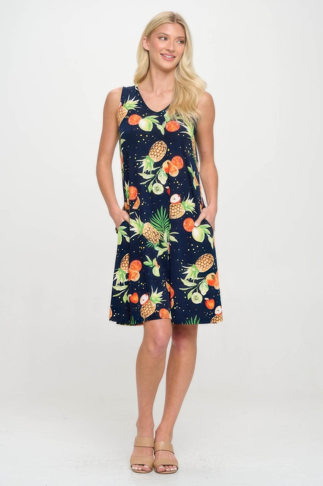 Bns V-neck Bias Pocket Tank Dress