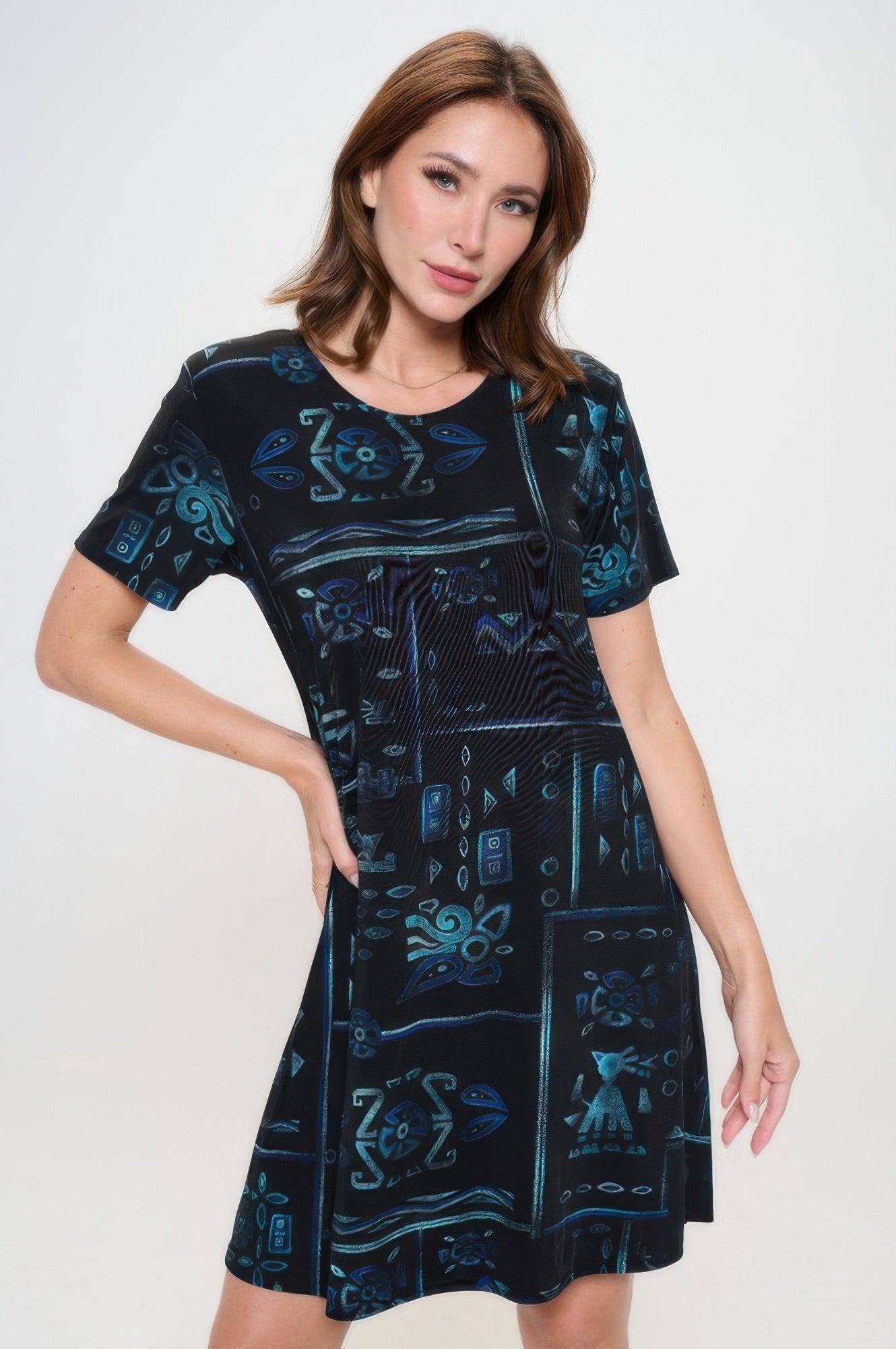 Plus Size Print Missy Dress Short Sleeve