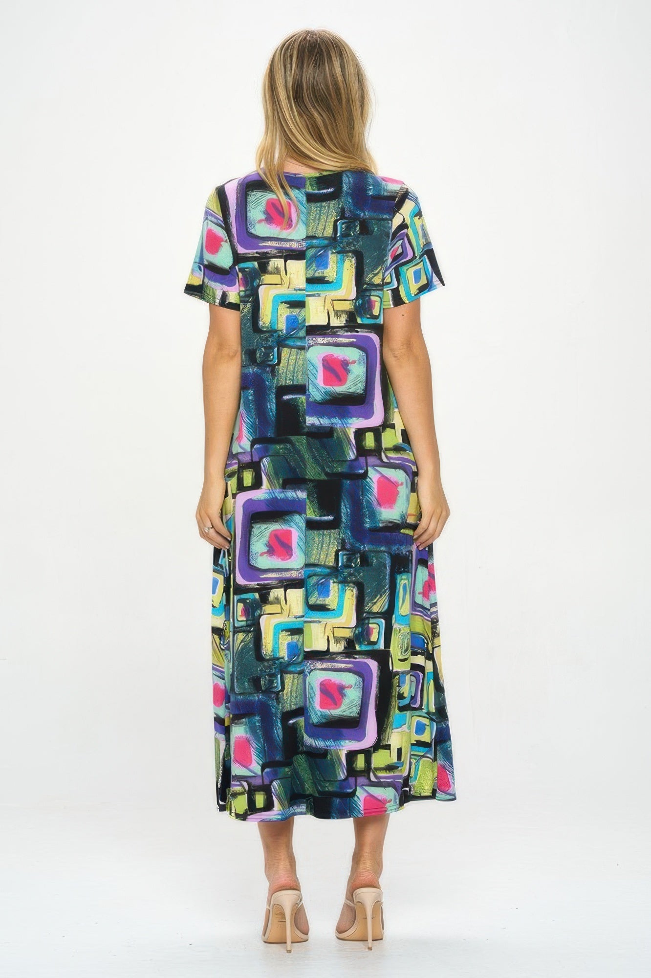 Hit V-neck Long Dress W/pocket