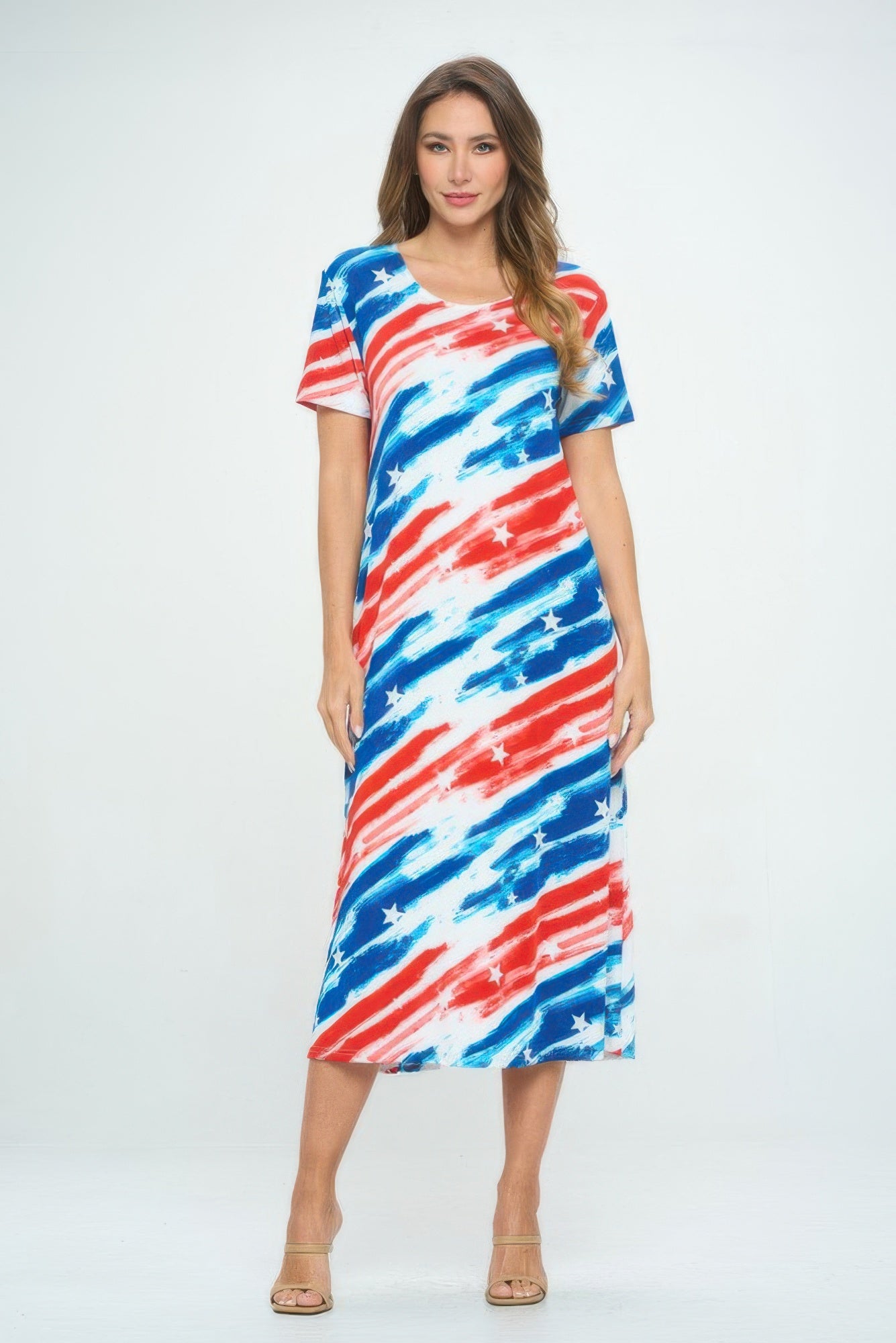 Plus Size Short Sleeve Bns Long Dress