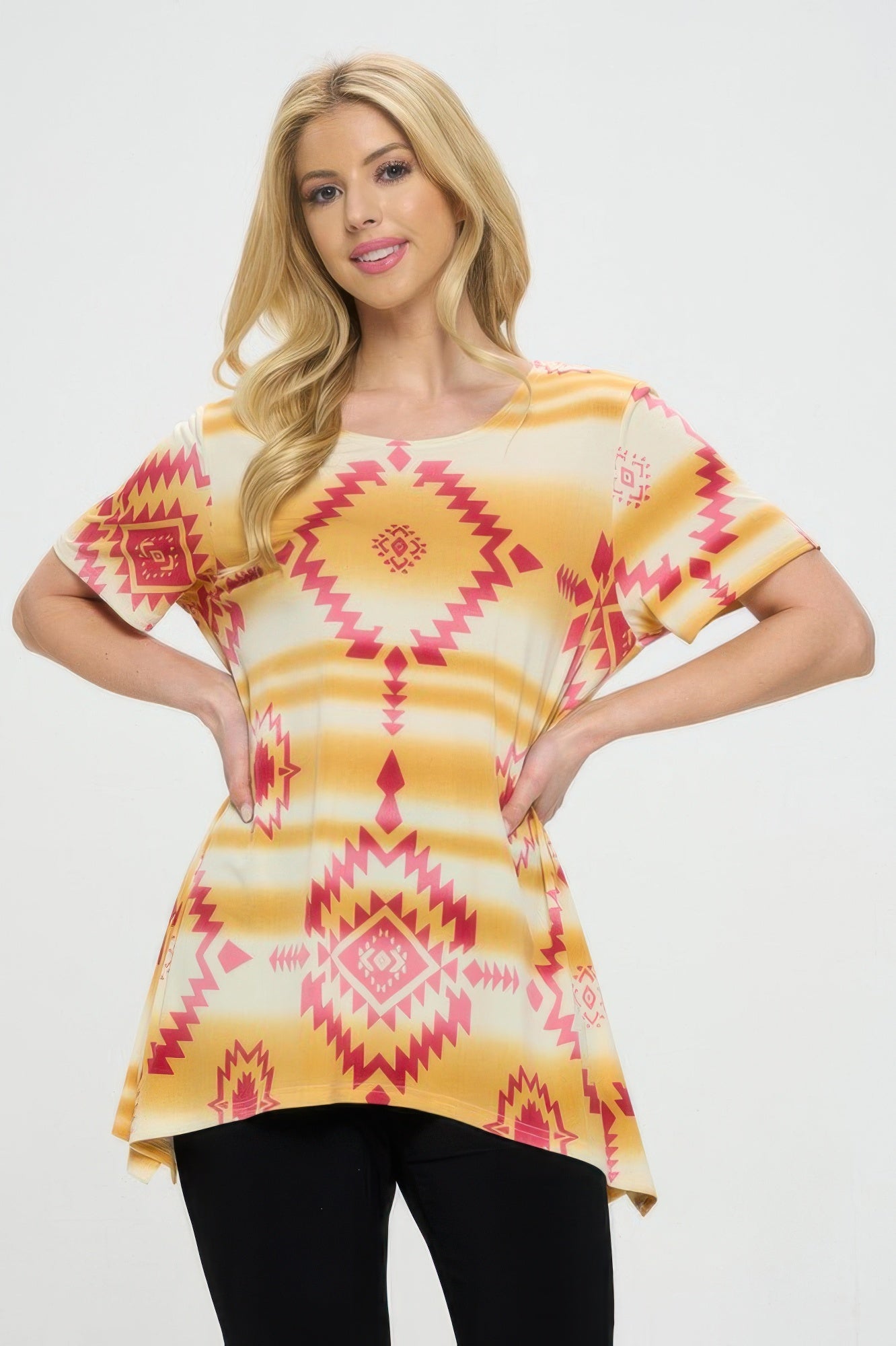 Short Sleeve Handkerchief Hem Top