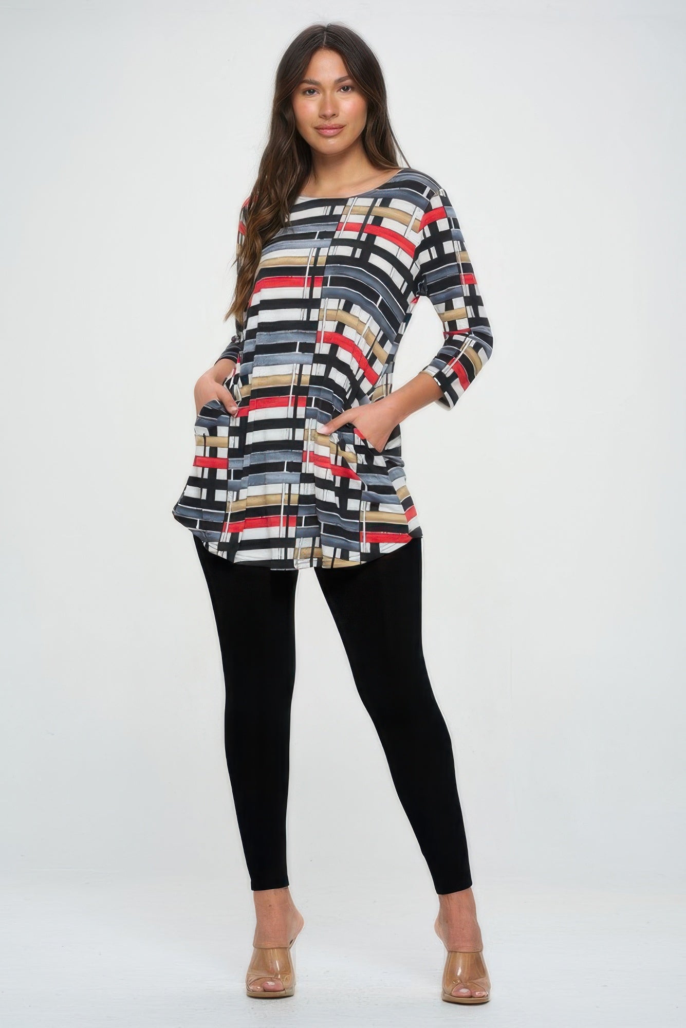 Hit Round Neck Tunic W/pocket