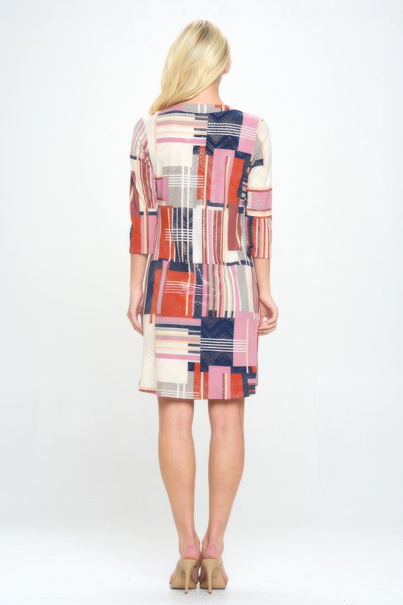 Hit Notch Neck Quarter Sleeve Dress