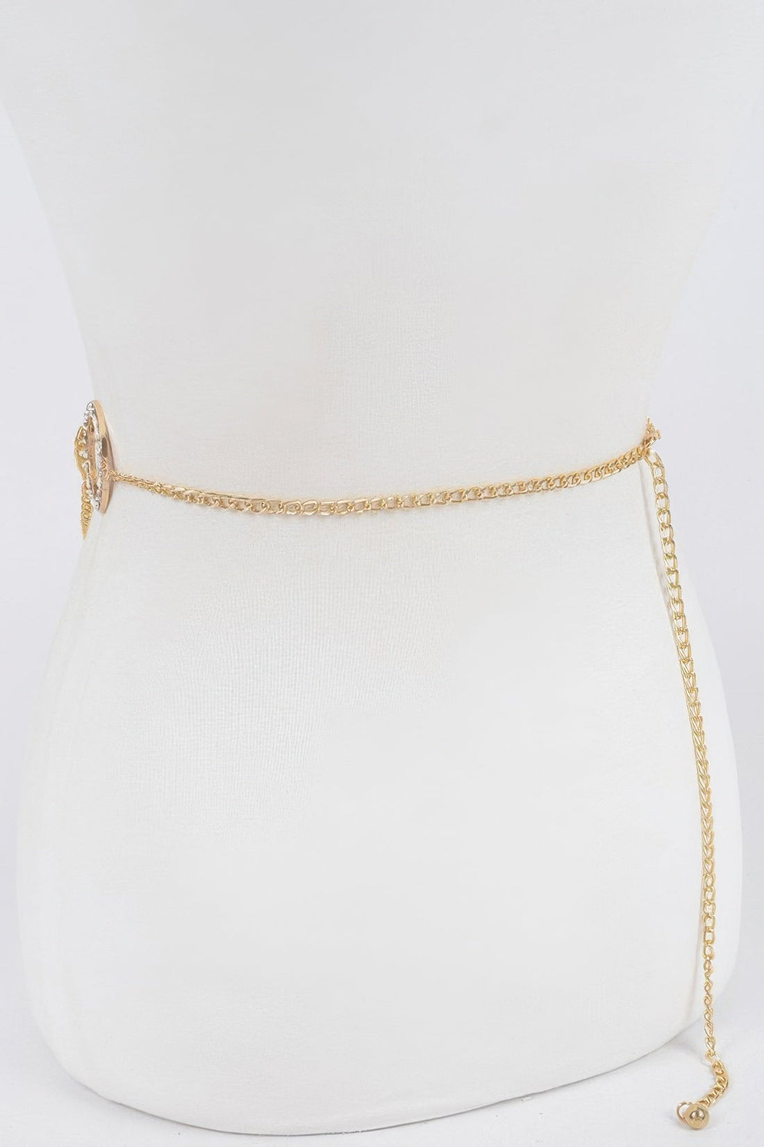 Elevate Your Style: The Polished Gold Chain Belt with Stone Ring Accent