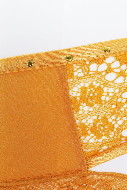Cut Out Lace Back Hipster – Glamorous Allure in Golden Glow