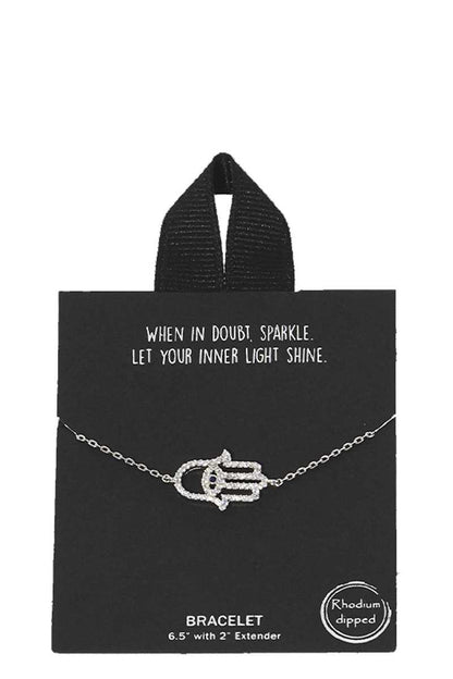 Gold Rhodium Dipped Hamsa Pendant Bracelet 