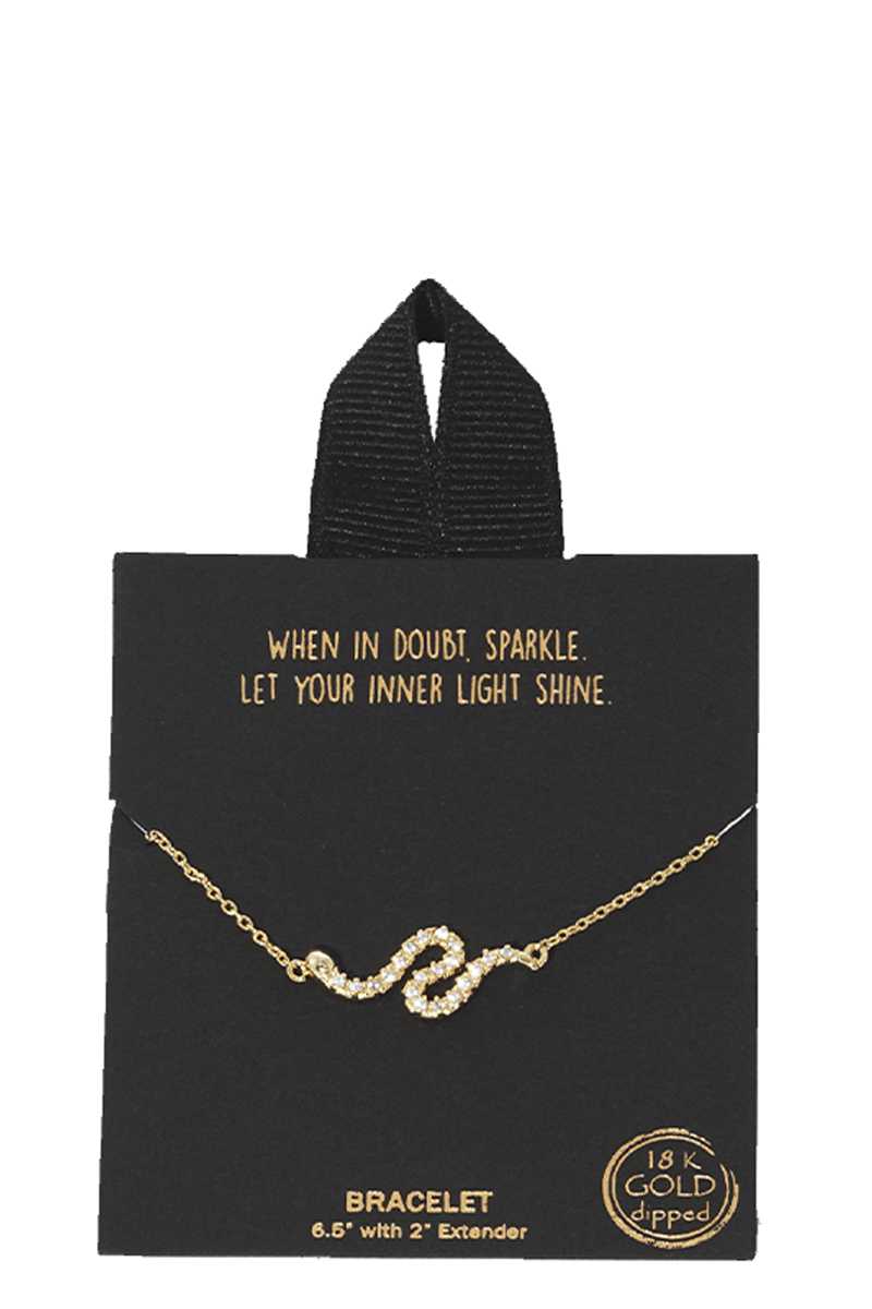 Gold Rhodium Dipped Wave Pendant Bracelet 