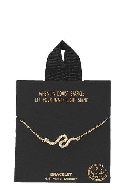 Gold Rhodium Dipped Wave Pendant Bracelet 