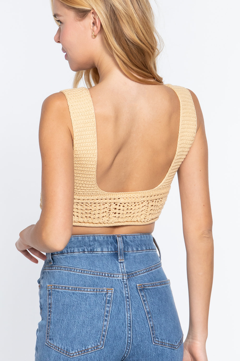Textured Crop Sweater Tank Top       