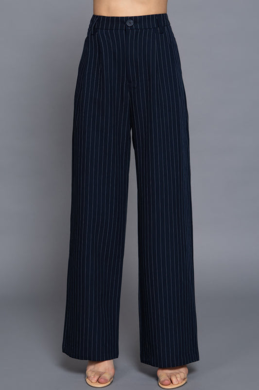 Pin Stripe Woven Straight Pants        