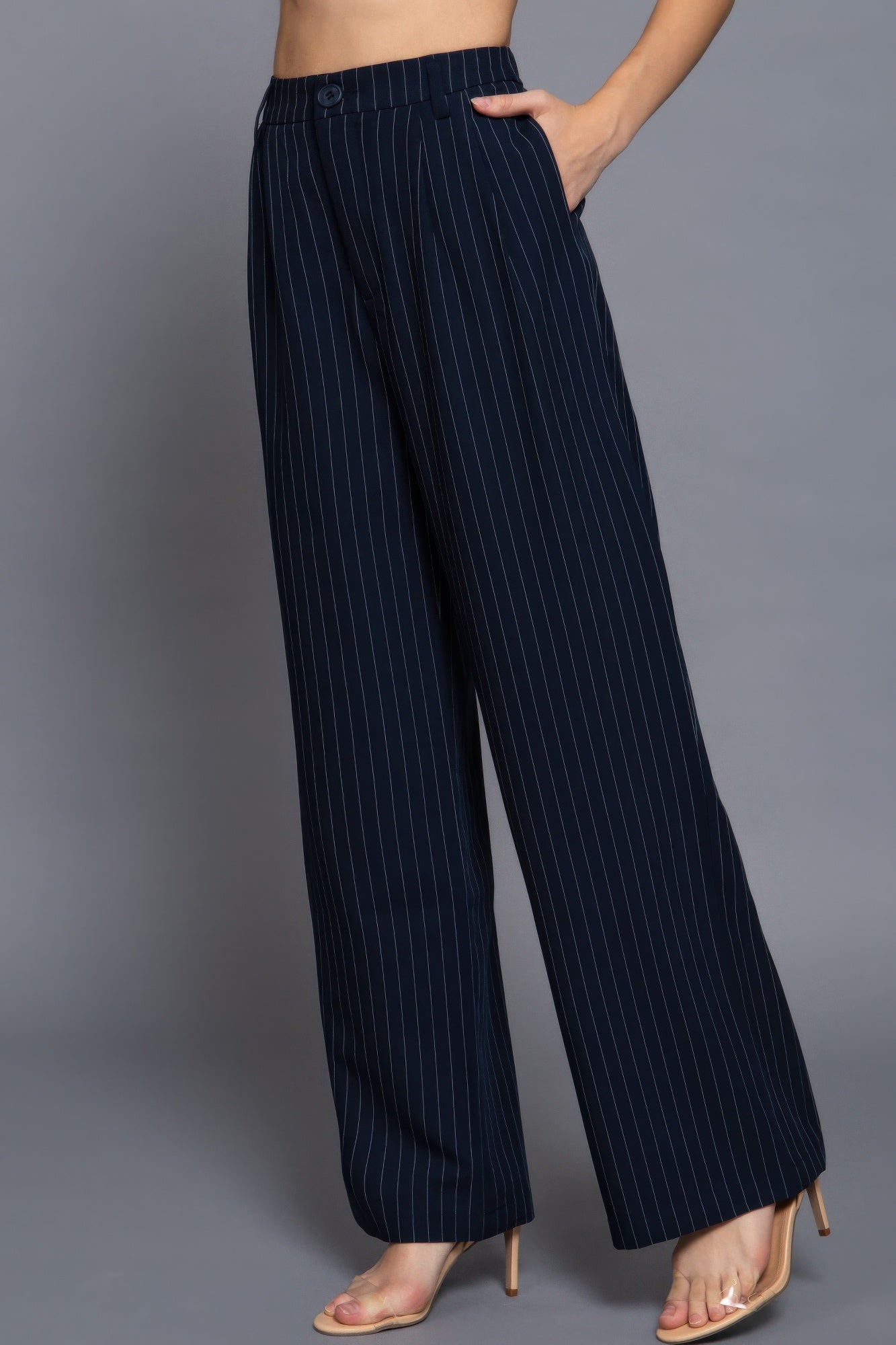 Pin Stripe Woven Straight Pants        