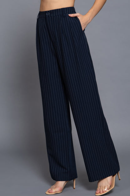 Pin Stripe Woven Straight Pants        