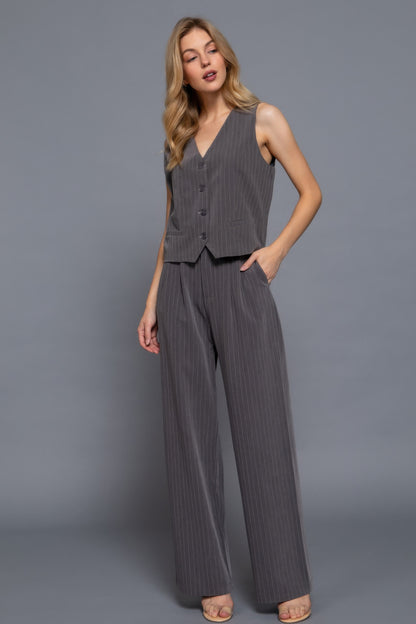Pin Stripe Woven Straight Pants        