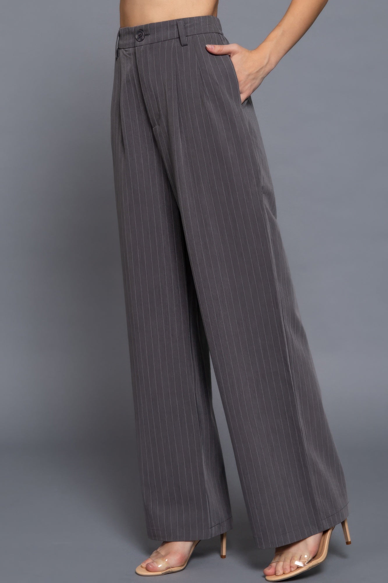 Pin Stripe Woven Straight Pants        