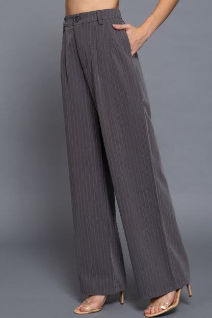 Pin Stripe Woven Straight Pants        
