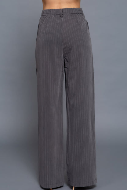 Pin Stripe Woven Straight Pants        