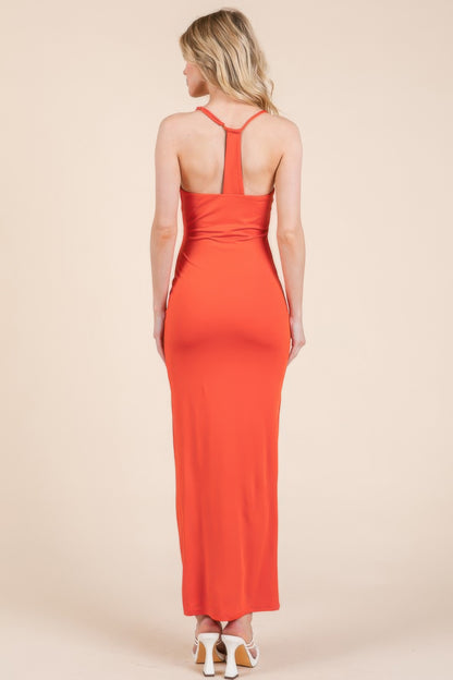Asymmetry Ruched Double Layered Maxi Dress