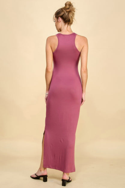High Neck Side Slit Max Dress   