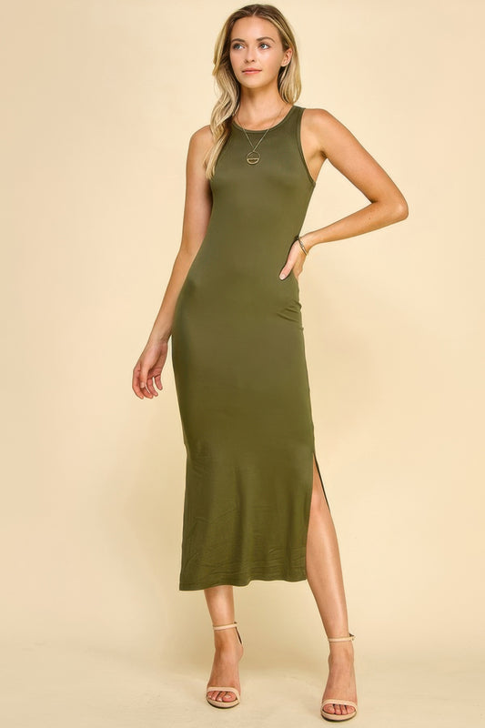 High Neck Side Slit Max Dress   