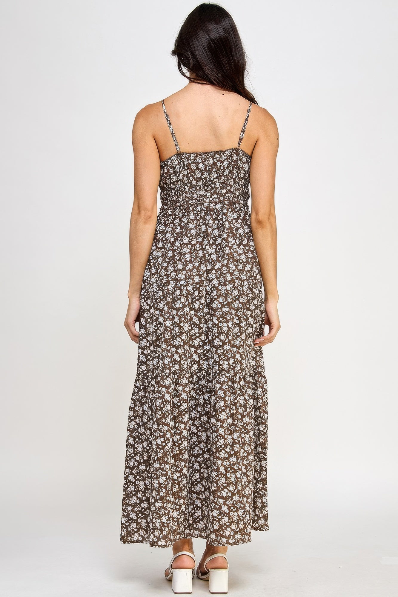 Floral Smocked Ruffle Maxi Dress      