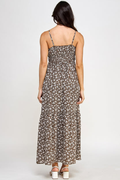 Floral Smocked Ruffle Maxi Dress      