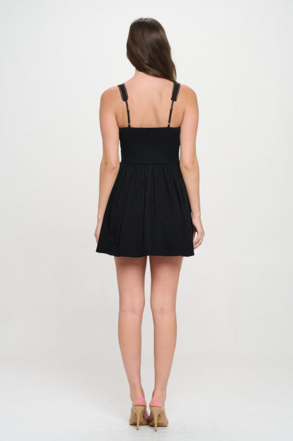 Front Ribbon Tie Bustier Dress        